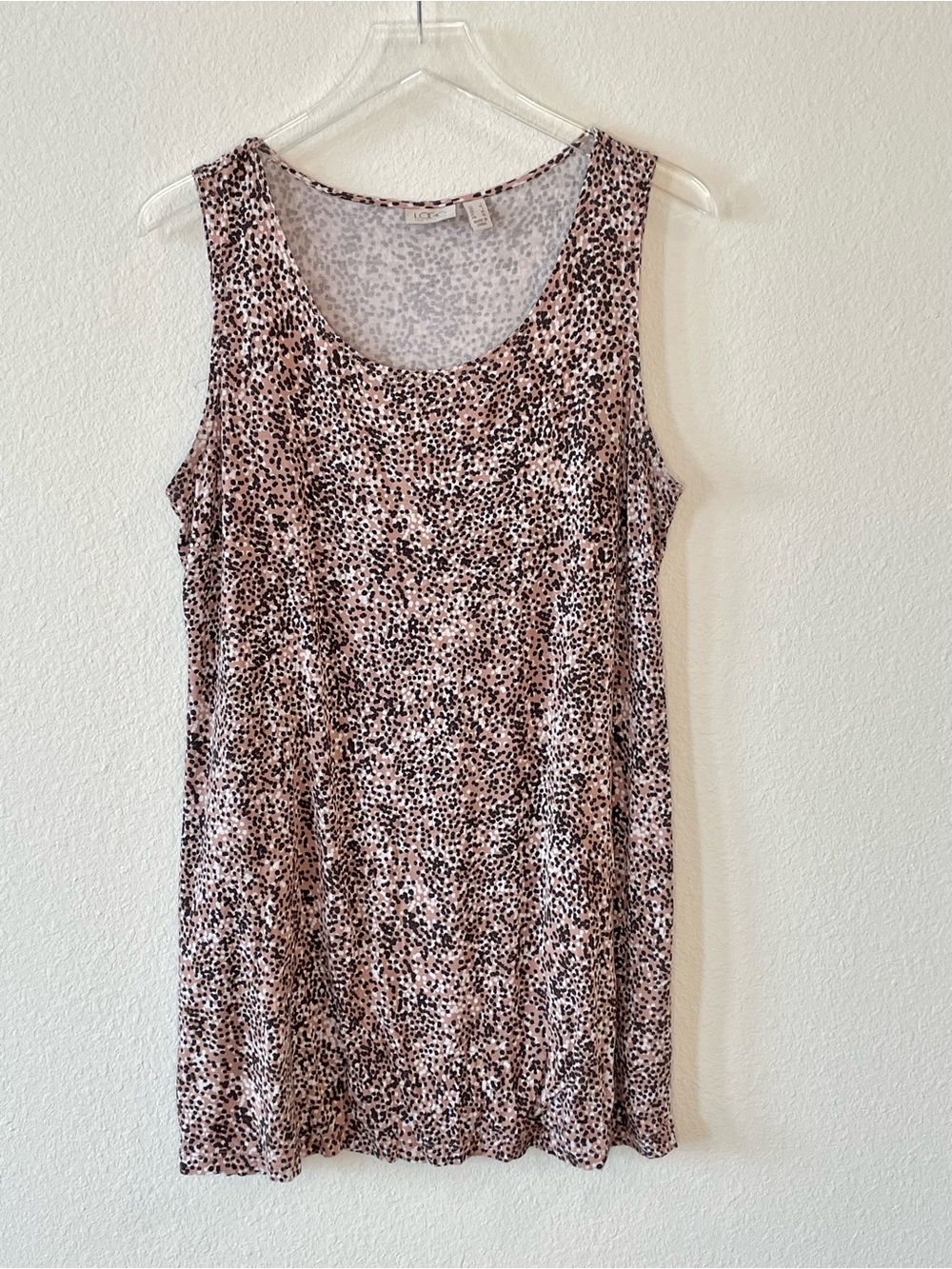 Sleeveless Printed Tunic Top in Blush and Black Logo by Lori Goldstein L